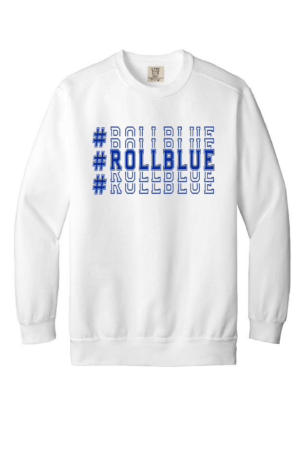 Crew Sweatshirt - Stacked #RollBlue Blue Logo - 1566