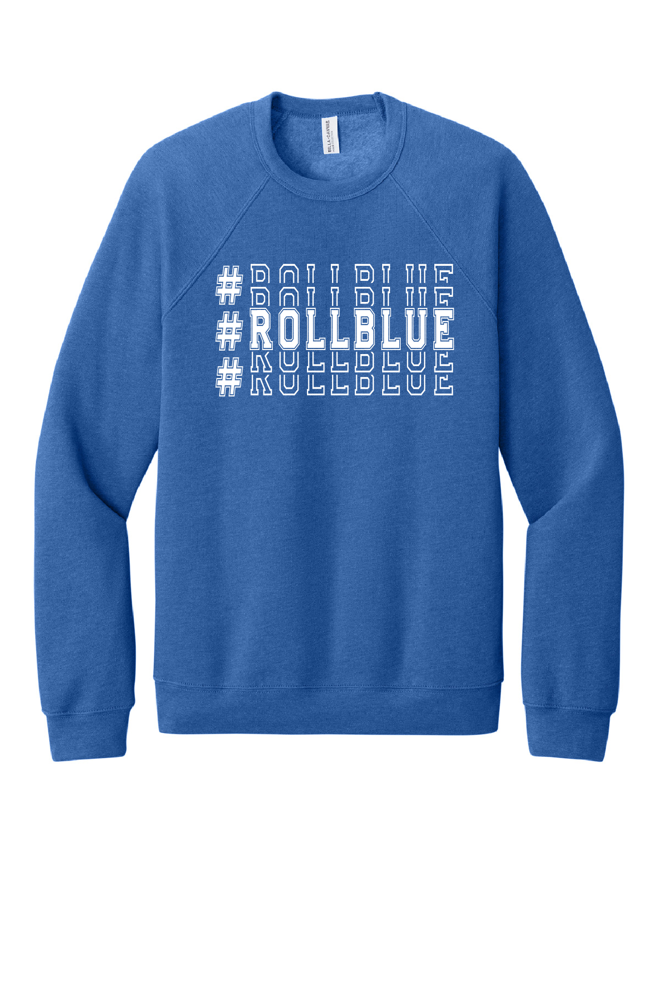 Crew Sweatshirt - Stacked #RollBlue White Logo - 3901