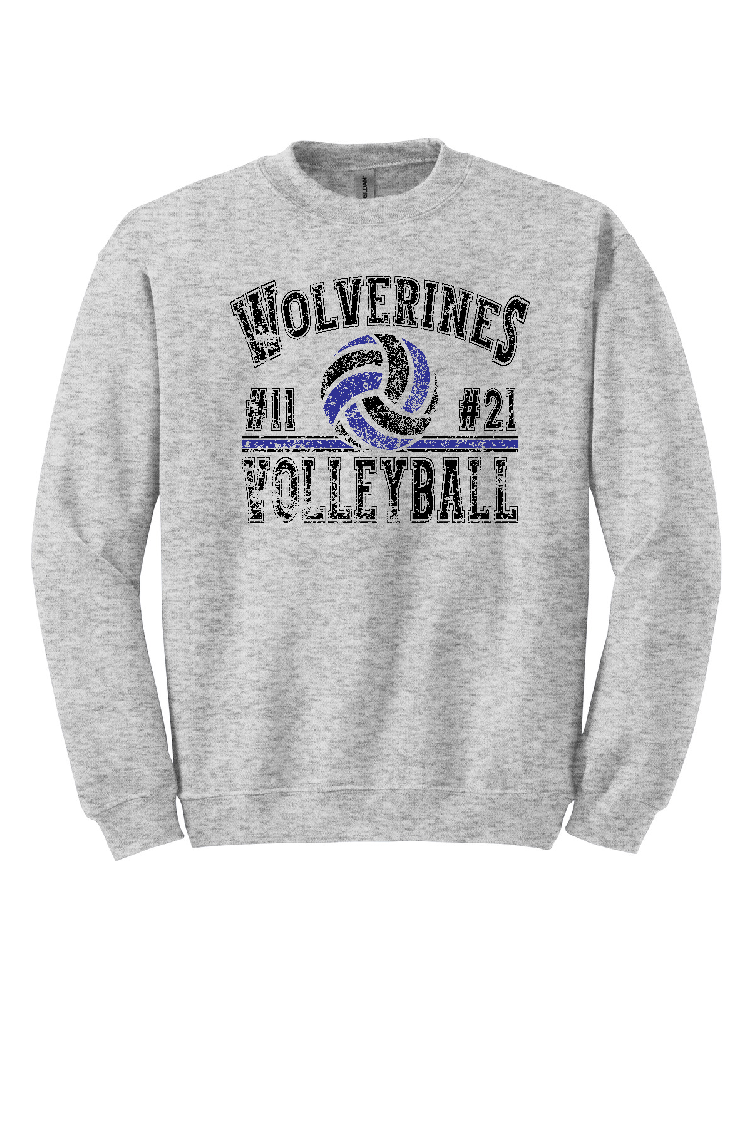 AAU Volleyball Crew Sweatshirt (Ash Color) - Gildan 18000