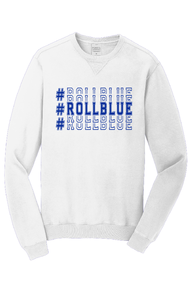 Crew Sweatshirt - Stacked #RollBlue Blue Logo - 098