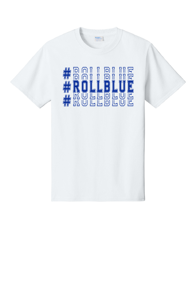 Tee - Stacked #RollBlue Blue Logo - PC54