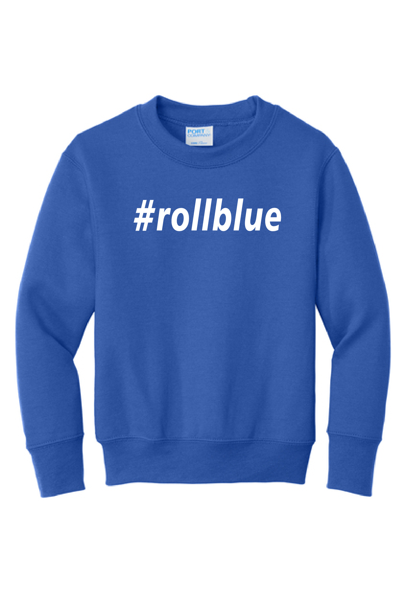 Crew Sweatshirt Youth - #Roll Blue White Logo - 90Y