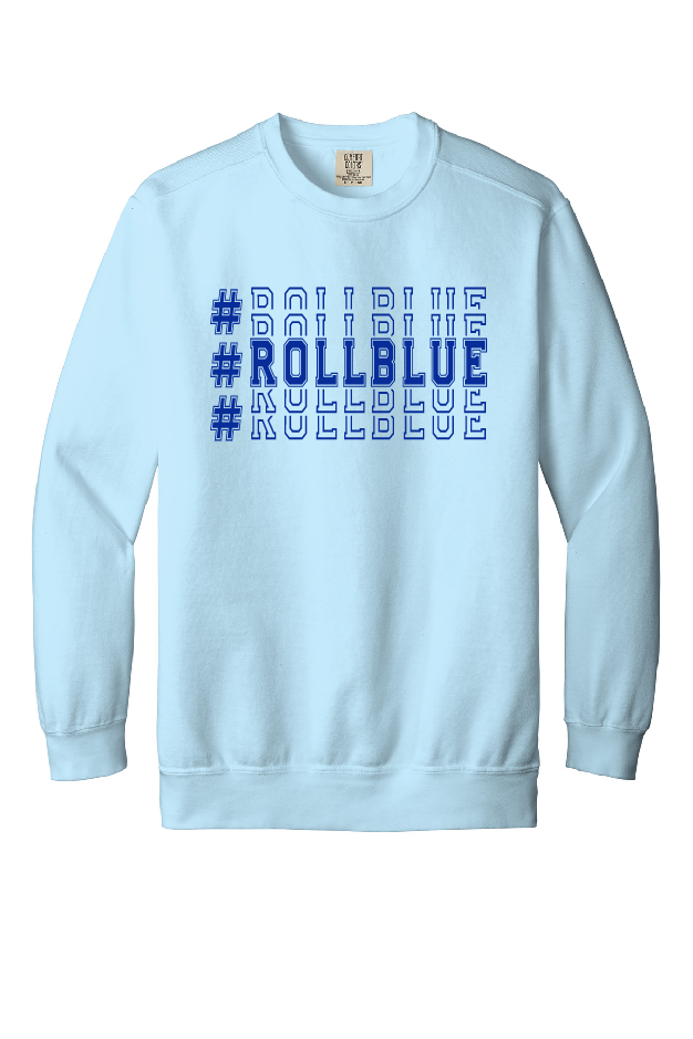 Crew Sweatshirt - Stacked #RollBlue Blue Logo - 1566