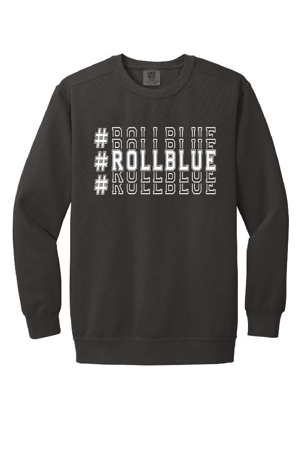 Crew Sweatshirt - Stacked #RollBlue White Logo - 1566