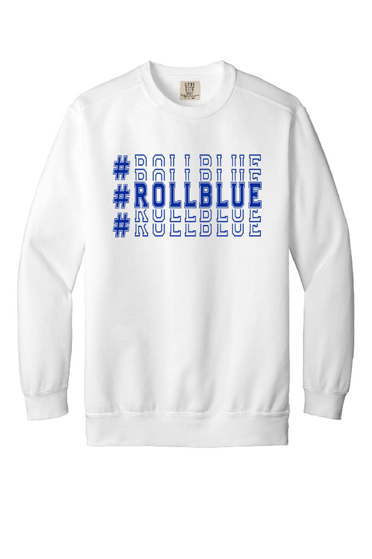 Crew Sweatshirt - Stacked #RollBlue Blue Logo - 1566