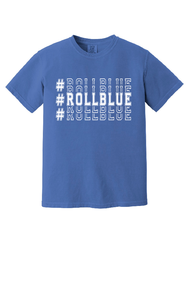 Tee - Stacked #RollBlue White Logo - 1717