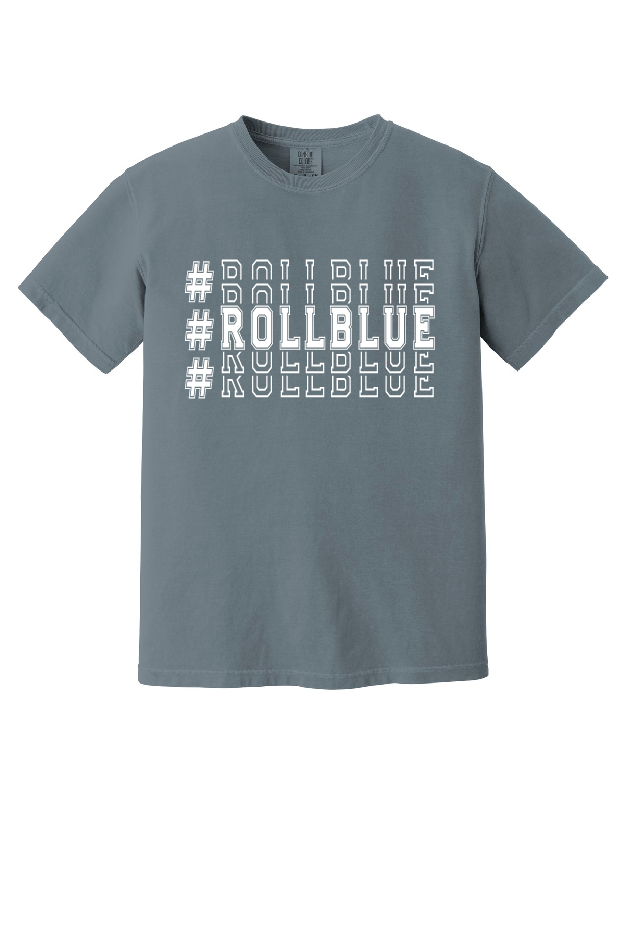 Tee - Stacked #RollBlue White Logo - 1717