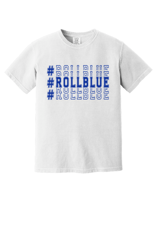 Tee - Stacked #RollBlue Blue Logo - 1717