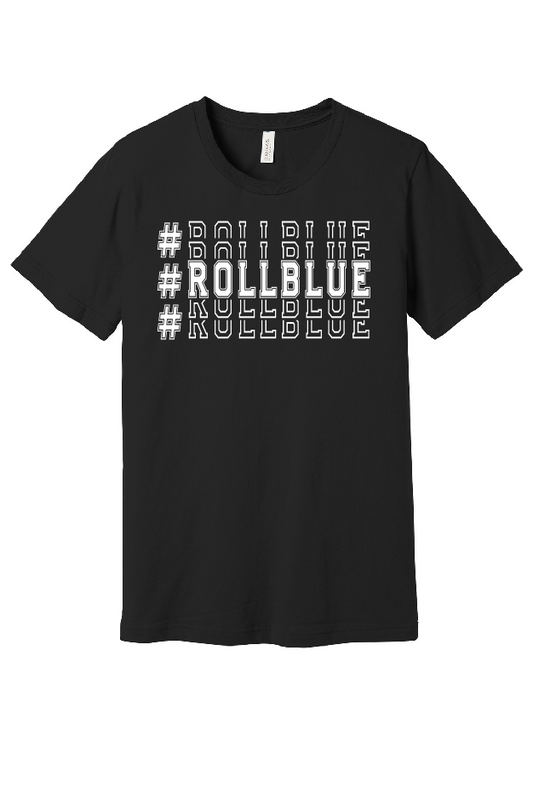 Tee - Stacked #RollBlue White Logo - 3001