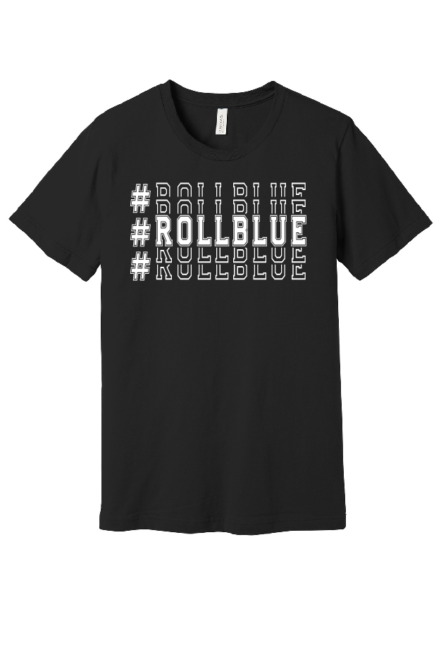 Tee Youth - Stacked #RollBlue White Logo - 3001y