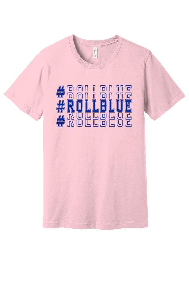 Tee - Stacked #RollBlue Blue Logo - 3001