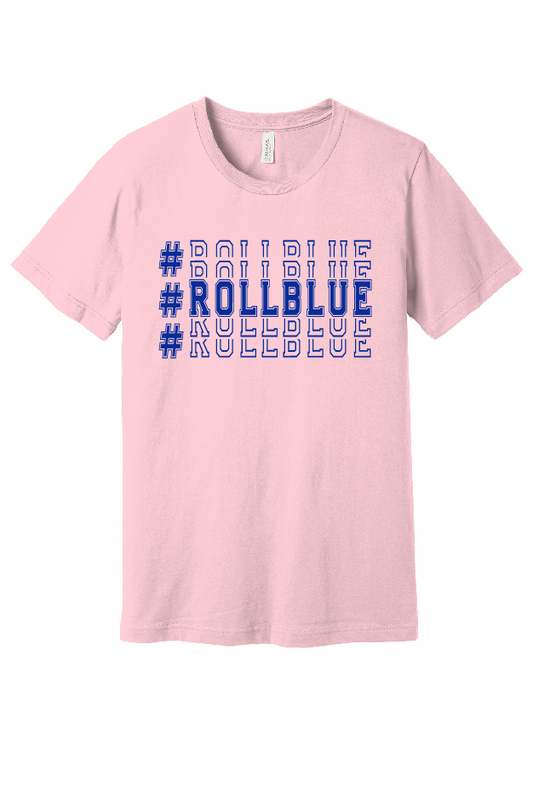 Tee - Stacked #RollBlue Blue Logo - 3001