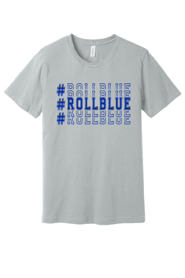 Tee - Stacked #RollBlue Blue Logo - 3001