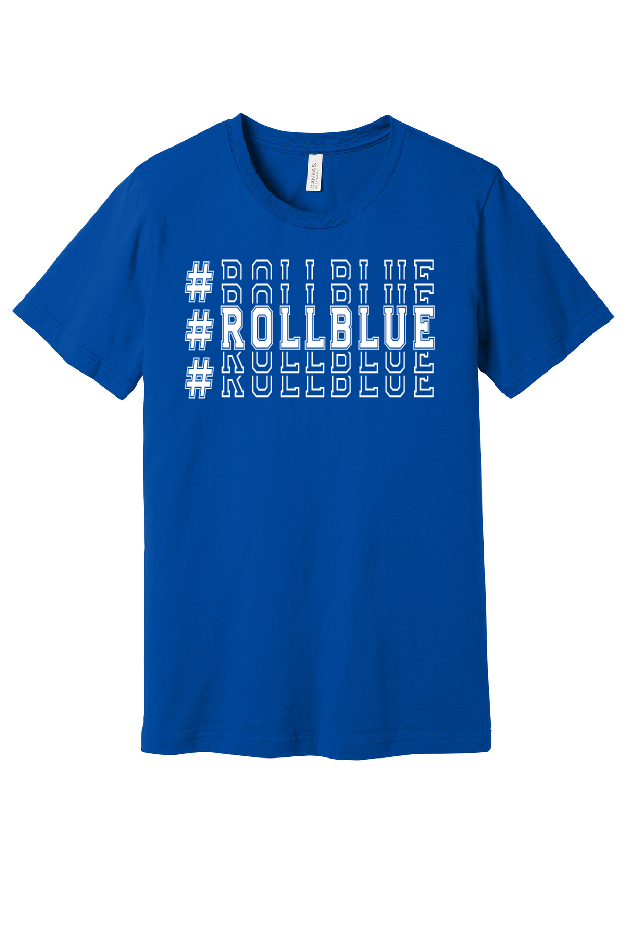Tee Youth - Stacked #RollBlue White Logo - 3001y