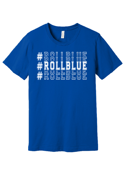 Tee Youth - Stacked #RollBlue White Logo - 3001y