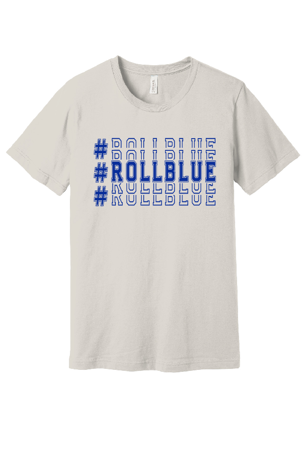 Tee - Stacked #RollBlue Blue Logo - 3001