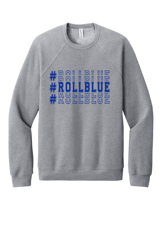 Crew Sweatshirt - Stacked #RollBlue Blue Logo - 3901