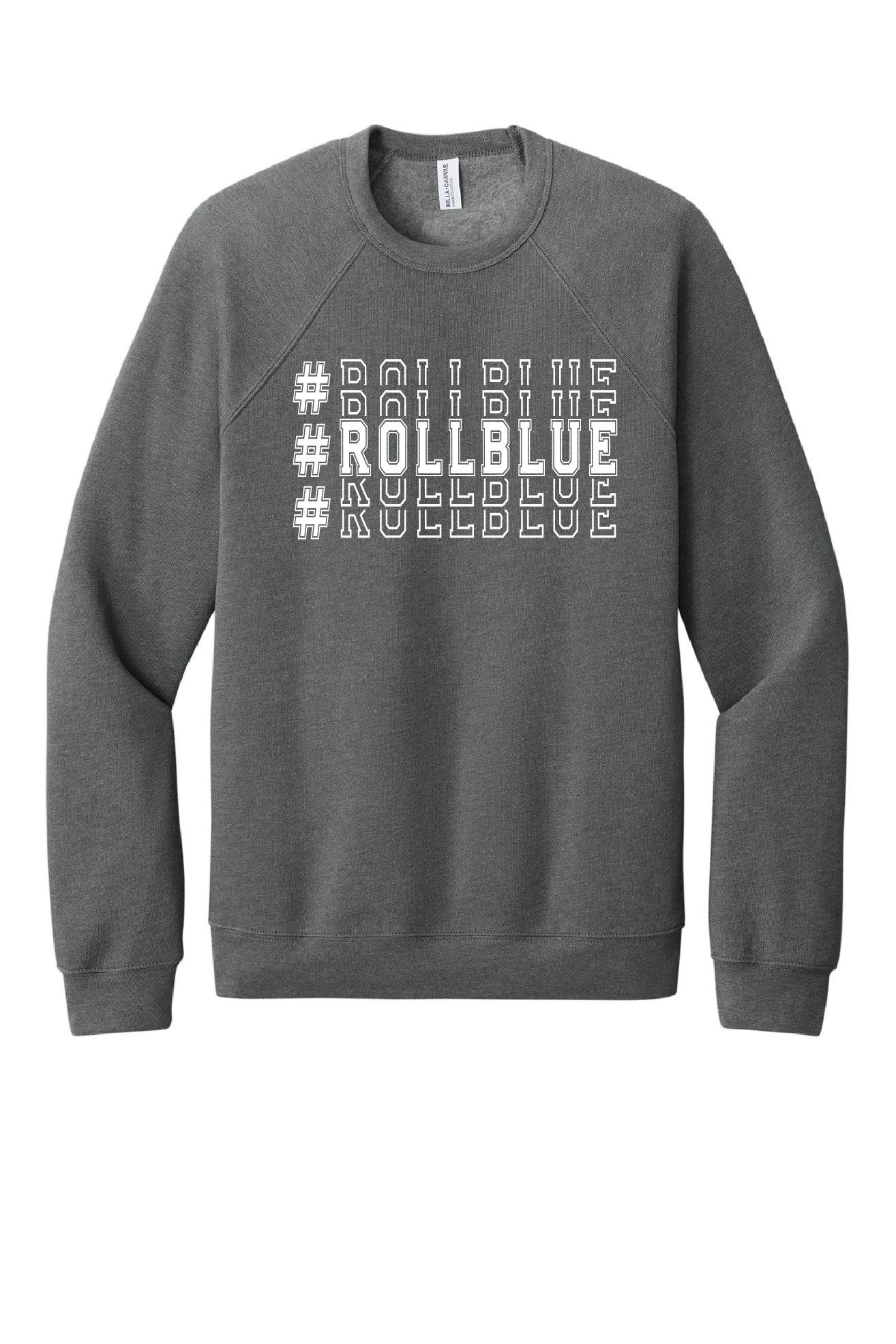 Crew Sweatshirt - Stacked #RollBlue White Logo - 3901