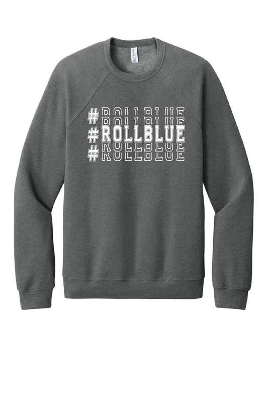 Crew Sweatshirt - Stacked #RollBlue White Logo - 3901