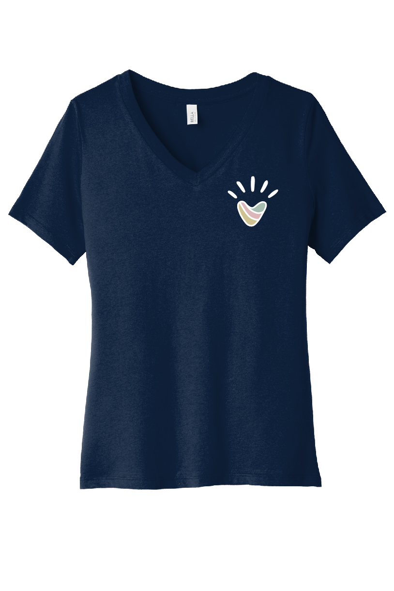 Vive - Adult Bella Canvas Vneck SS Tee - Heart - BC6405