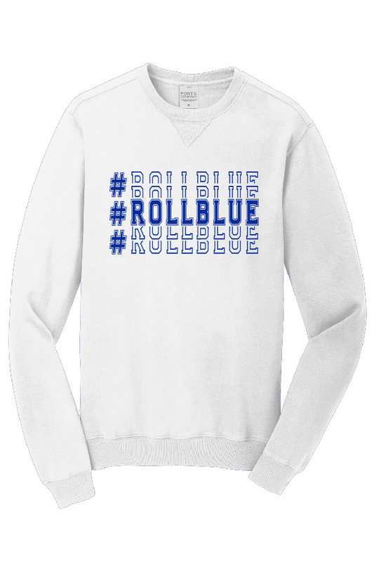Crew Sweatshirt - Stacked #RollBlue Blue Logo - 098