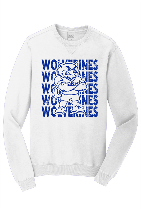 Crew Sweatshirt - Wolverine + Script Blue Logo - 098