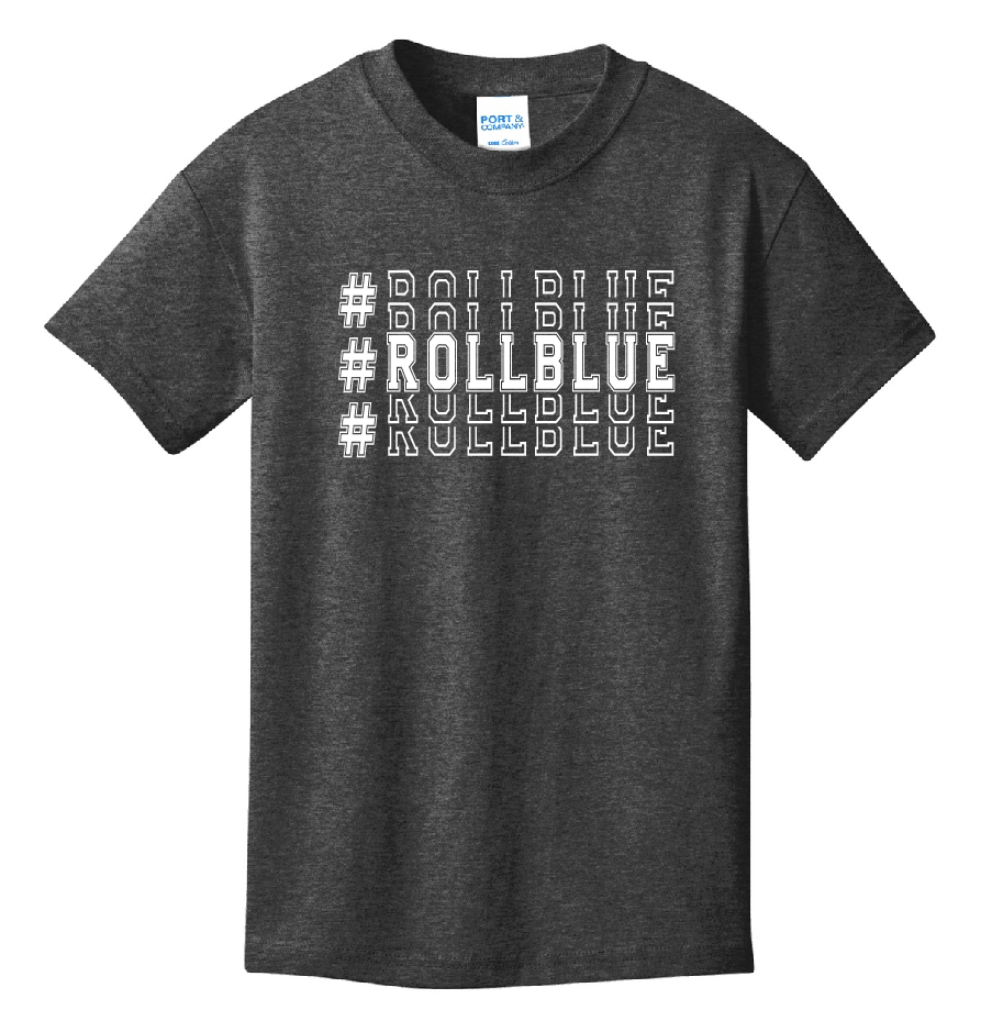 Tee - Stacked #RollBlue White Logo - PC54
