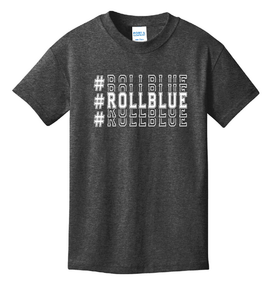 Tee - Stacked #RollBlue White Logo - PC54