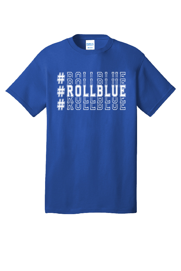 Tee Youth  - Stacked #RollBlue White Logo - PC54y