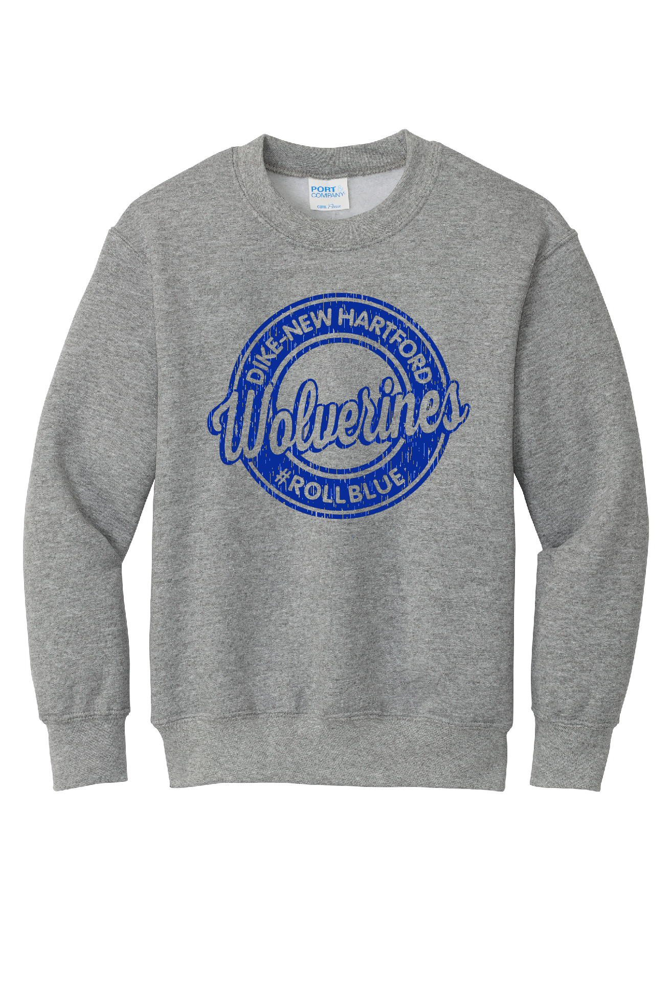 Crew Sweatshirt Youth - Circle Wolverine Blue Logo - 90Y