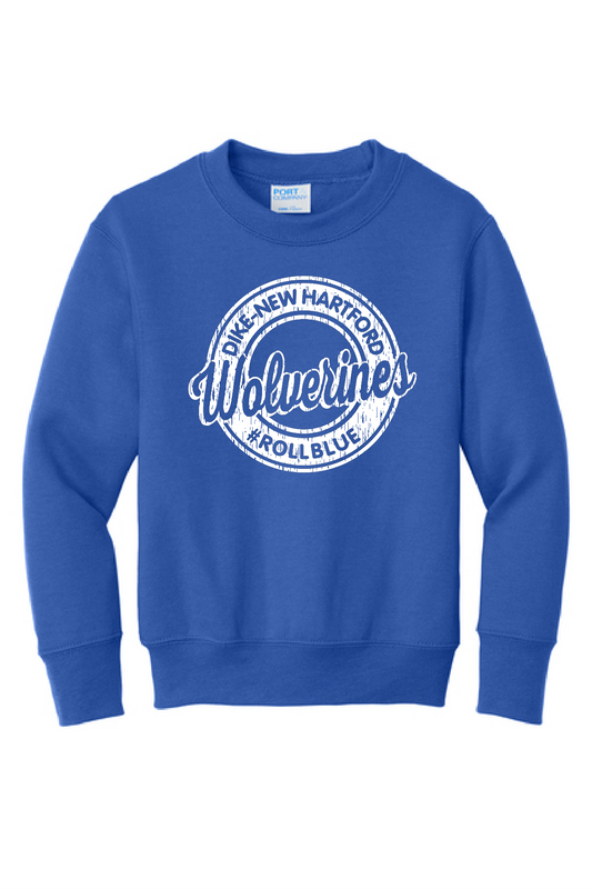 Crew Sweatshirt Youth - Wolverine Circle White Logo - 90Y