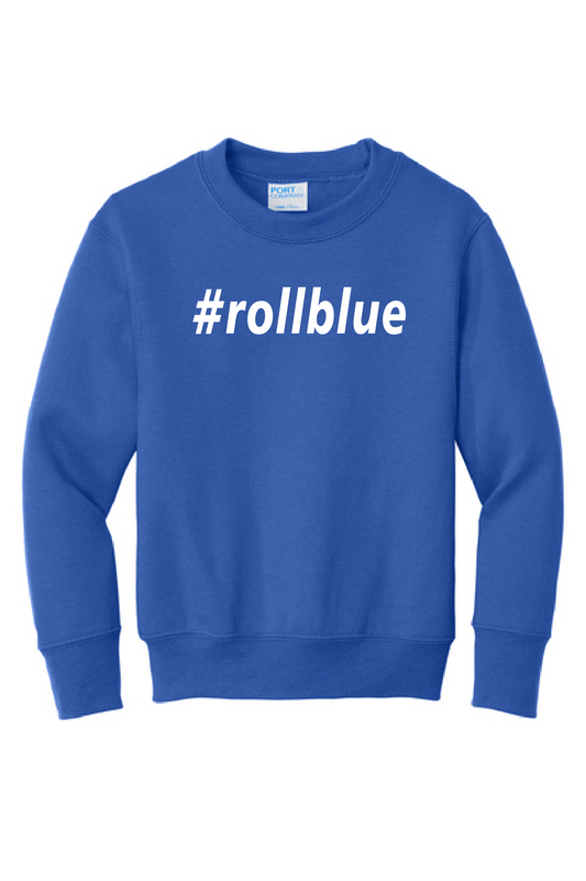 Crew Sweatshirt Youth - #Roll Blue White Logo - 90Y